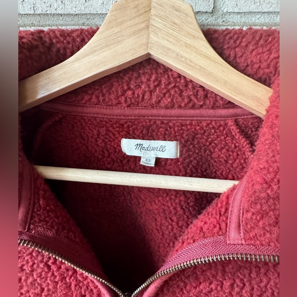 Red Madewell Teddy Bear 1/4 Zip Fleece w/ Pockets | Size XS | Cherry Red - Picture 2 of 5